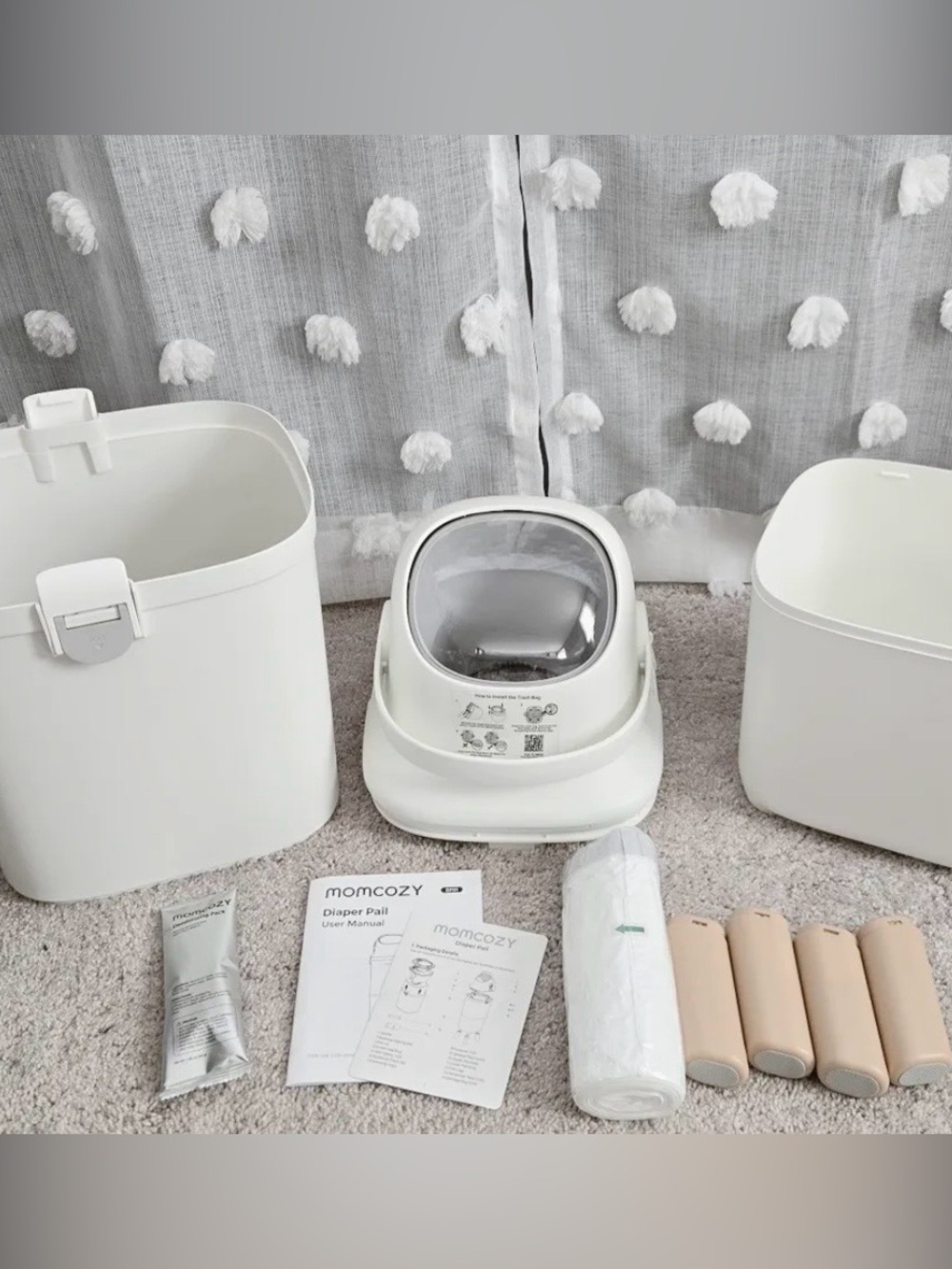 Momcozy diaper pail - regular trash bags. No stink